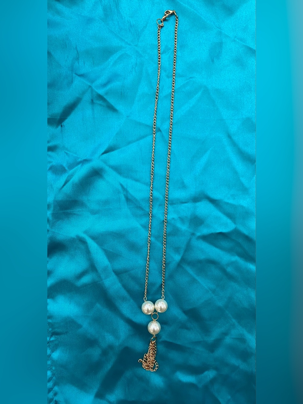 Gold Chain Necklace with Pearl Drops - Women Jewelry
